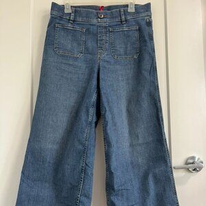 Spanx wide leg cropped, patch pocket jeans